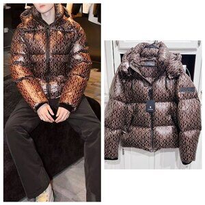 Mackage Men's Coffee Kent MG Logo Print Quilted 800 Down Jacket Size 44 $1050